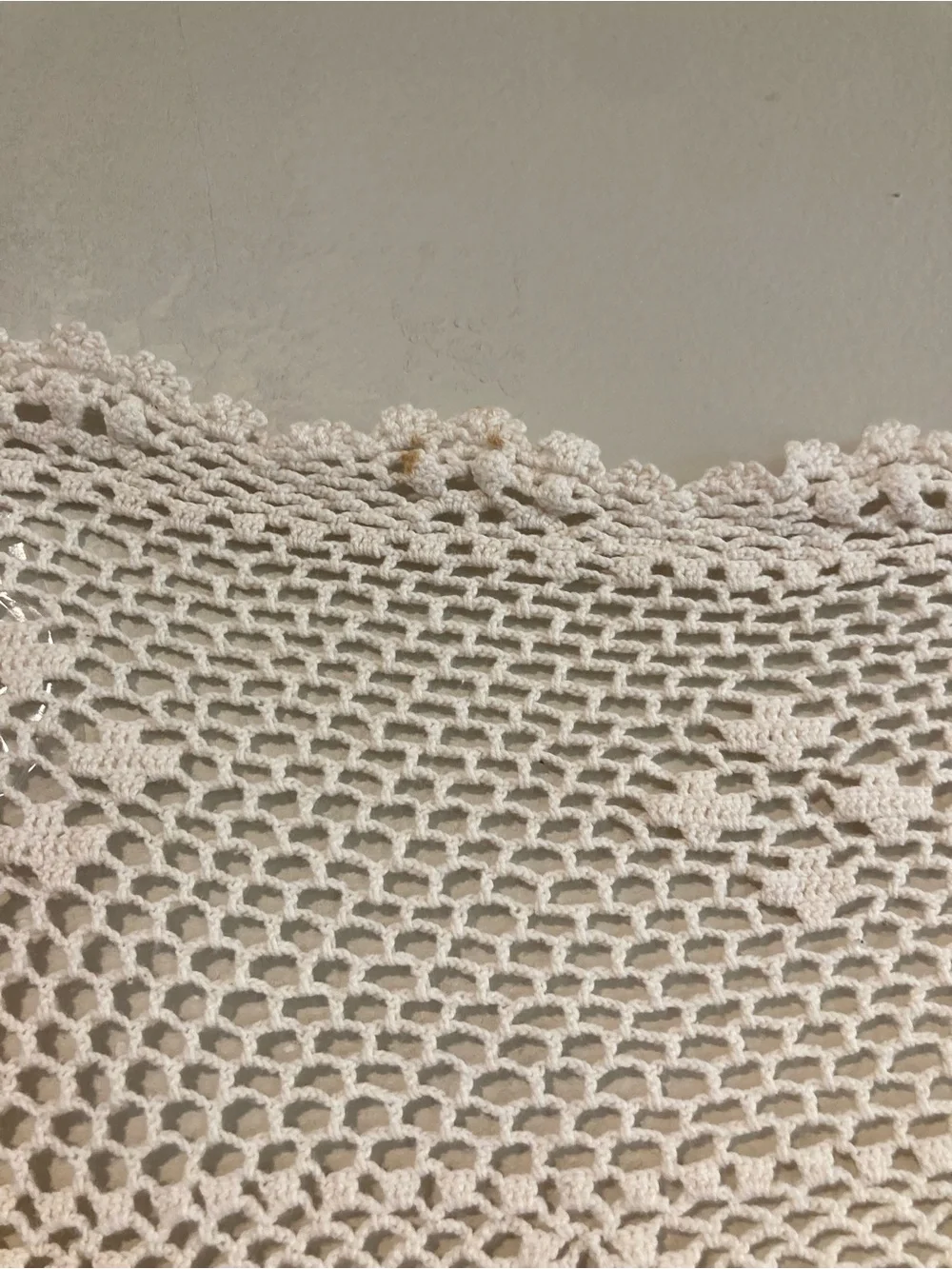 Crochet Square Tablecloth Cream Colored Boho Decor